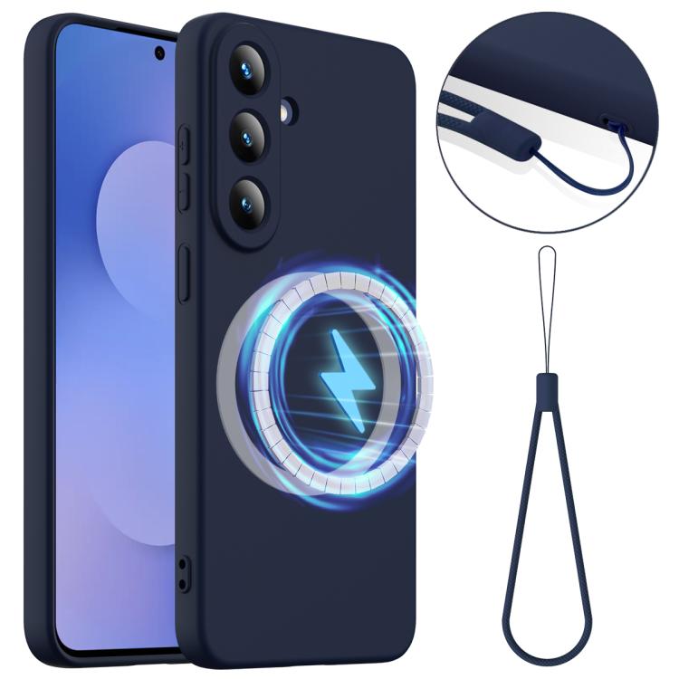 For Galaxy S26 FE 5G Shockproof Silicone Magsafe Phone Case(Navy Blue)