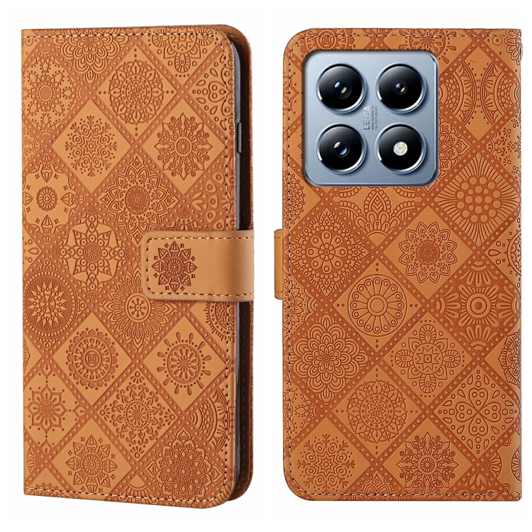 

For Xiaomi 14T Pro Ethnic Style Embossed Pattern Leather Phone Case(Brown)