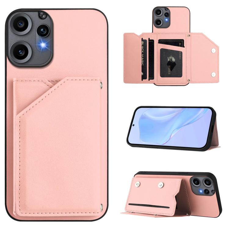

For Nothing CMF Phone 2 Pro Skin Feel Four Card Slots Phone Case with Wrist Strap(Pink)