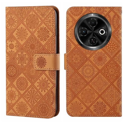 

For Tecno Spark 30C Ethnic Style Embossed Pattern Leather Phone Case(Brown)