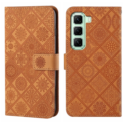 

For Infinix Hot 50 4G Ethnic Style Embossed Pattern Leather Phone Case(Brown)