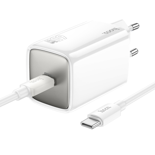 

hoco N48 Glorious PD65W Type-C / USB-C Port Charger Set with 1m Type-C to Type-C Charging Cable, EU Plug(White)