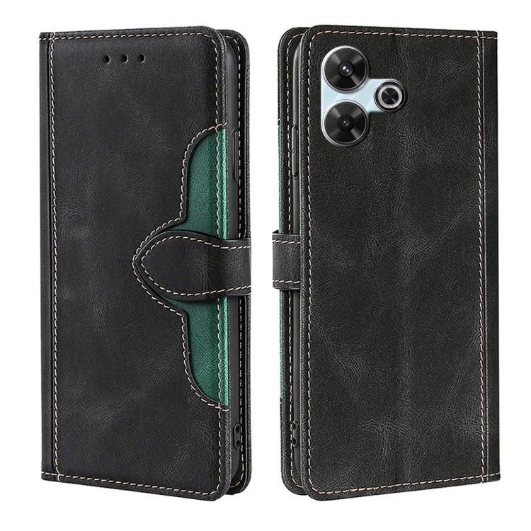 

For Redmi 13 4G Skin Feel Magnetic Buckle Leather Phone Case(Black)