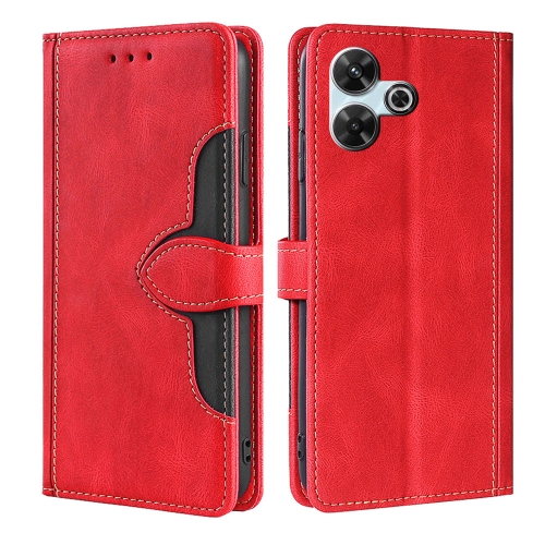 

For Redmi 13 4G Skin Feel Magnetic Buckle Leather Phone Case(Red)