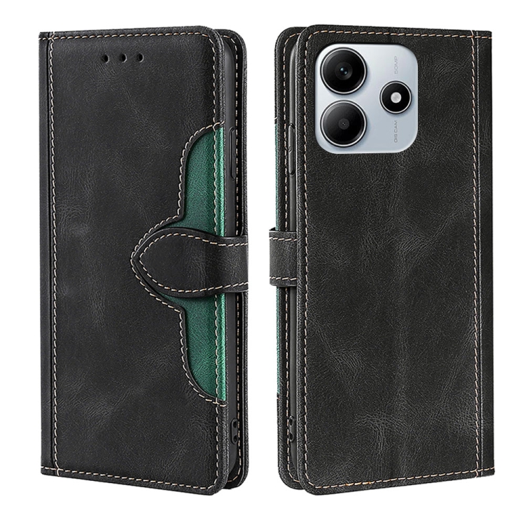 

For Redmi Note 14 5G Skin Feel Magnetic Buckle Leather Phone Case(Black)
