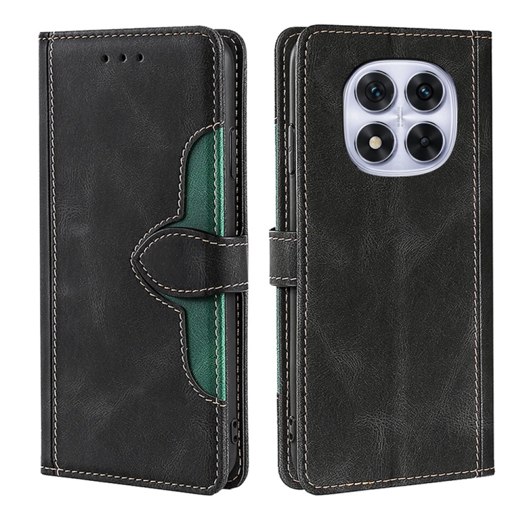 

For Redmi Note 14 Pro 5G Skin Feel Magnetic Buckle Leather Phone Case(Black)