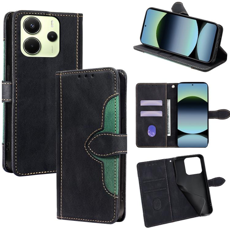 

For Redmi Note 14 4G 163.25mm Skin Feel Magnetic Buckle Leather Phone Case(Black)
