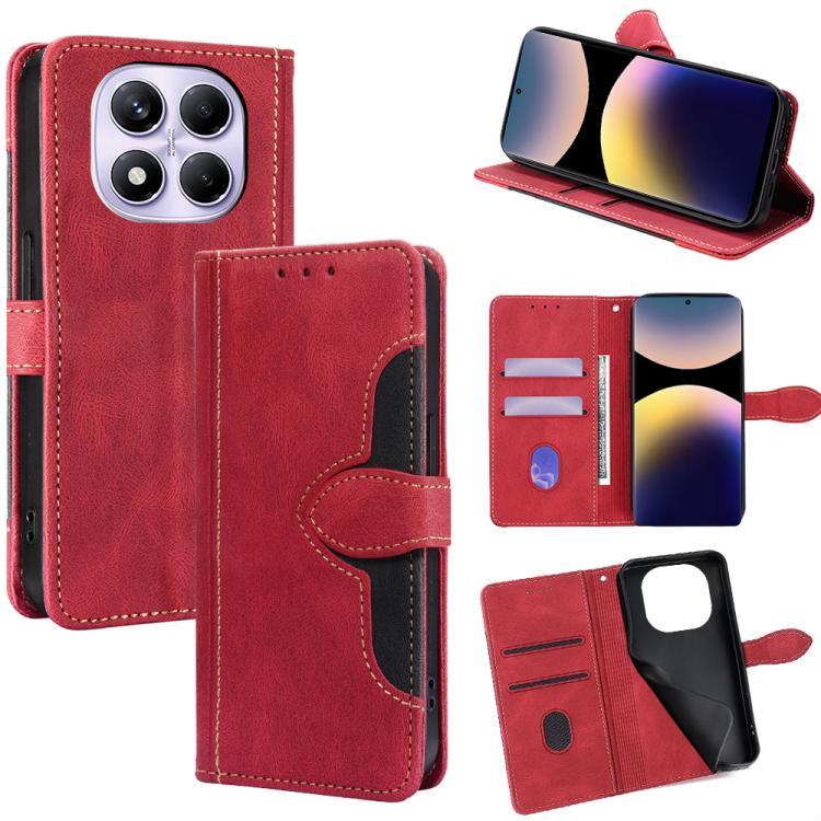 

For Redmi Note 14 Pro 4G Skin Feel Magnetic Buckle Leather Phone Case(Red)