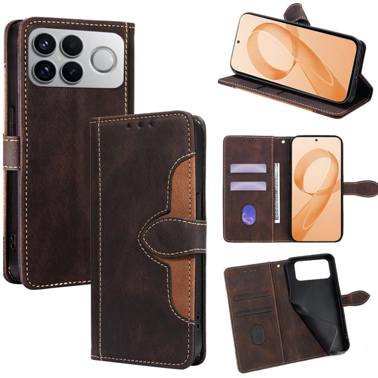 

For Redmi K90 Pro Max 5G Skin Feel Magnetic Buckle Leather Phone Case(Brown)