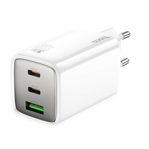 

hoco N49 Glorious PD65W 2 x Type-C / USB-C, USB-A Three Ports Fast Charger, Plug Type:EU Plug(White)