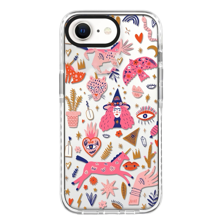 

For iPhone 7 / 8 / SE 2020 2022 Simple Illustration Pattern Full Coverage Phone Case(Girl Stickers A)