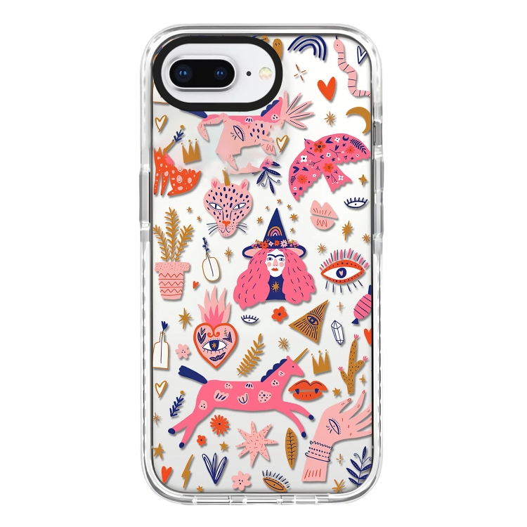 

For iPhone 7 Plus / 8 Plus Simple Illustration Pattern Full Coverage Phone Case(Girl Stickers A)