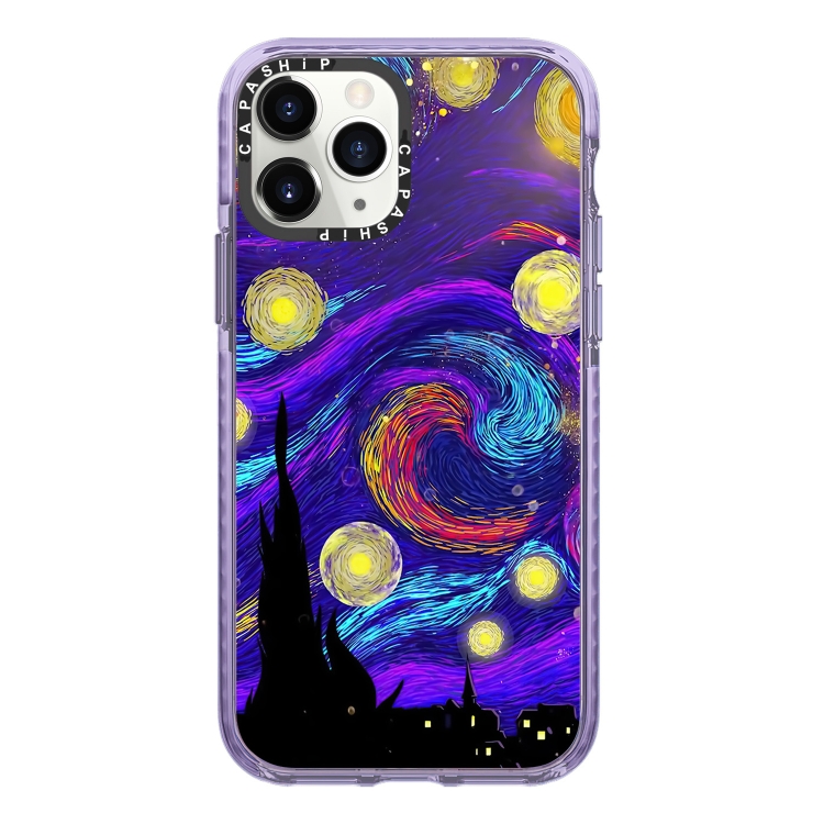 

For iPhone 11 Pro Simple Illustration Pattern Full Coverage Phone Case(Starry Sky B)
