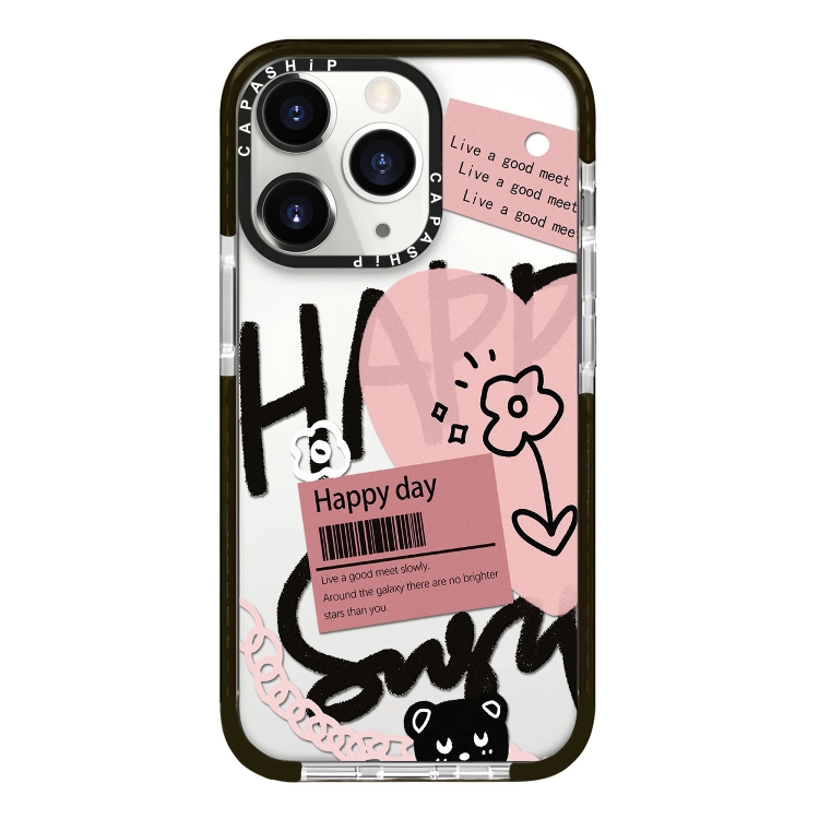 

For iPhone 11 Pro Max Simple Illustration Pattern Full Coverage Phone Case(Happy Every Day A)
