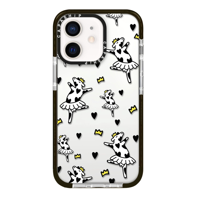 

For iPhone 12 Simple Illustration Pattern Full Coverage Phone Case(Funny Cow B)