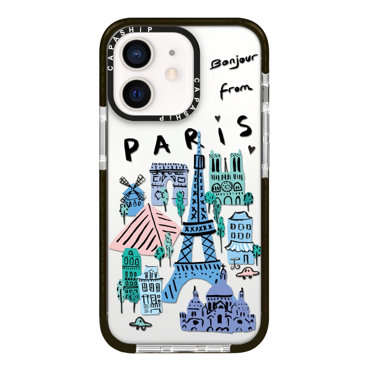 

For iPhone 12 Simple Illustration Pattern Full Coverage Phone Case(City Landmark B)