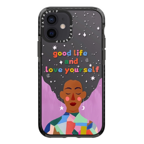 For iPhone 12 mini Simple Illustration Pattern Full Coverage Phone Case(Love Yourself B)