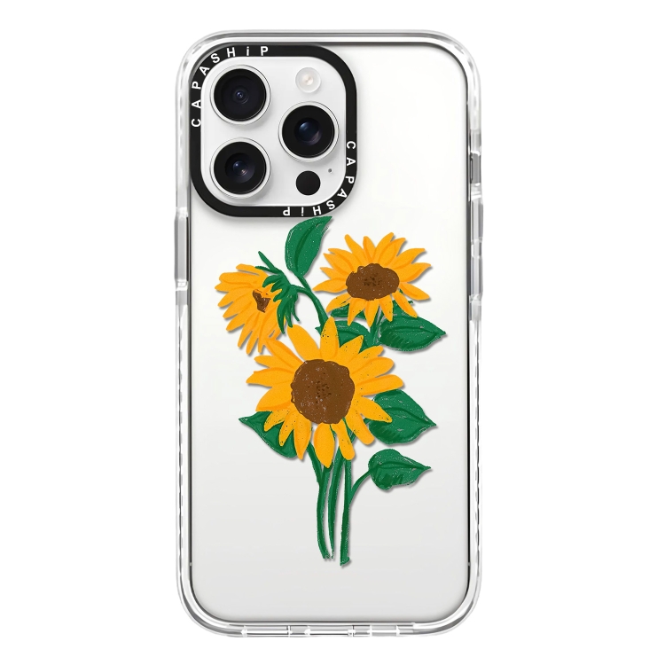 

For iPhone 12 Pro Max Simple Illustration Pattern Full Coverage Phone Case(Sunflowers A)