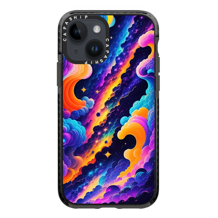

For iPhone 13 mini Simple Illustration Pattern Full Coverage Phone Case(Colorful Clouds B)