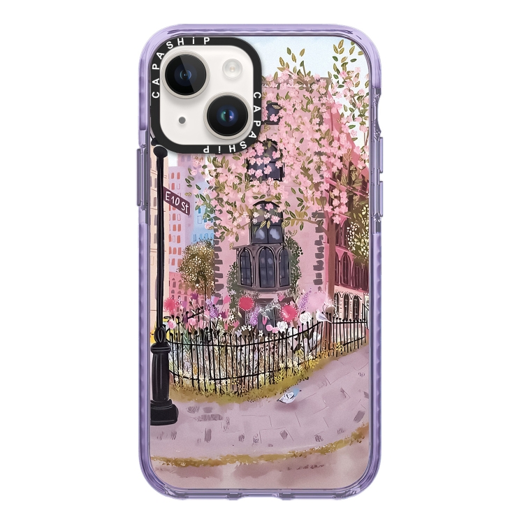 

For iPhone 13 mini Simple Illustration Pattern Full Coverage Phone Case(Spring Scene A)