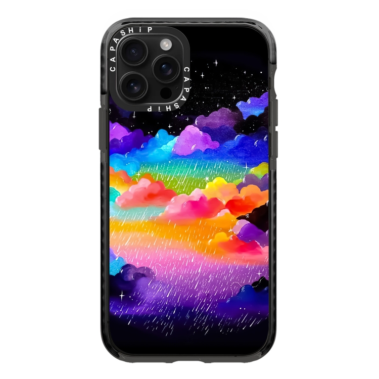 

For iPhone 13 Pro Max Simple Illustration Pattern Full Coverage Phone Case(Colorful Clouds C)