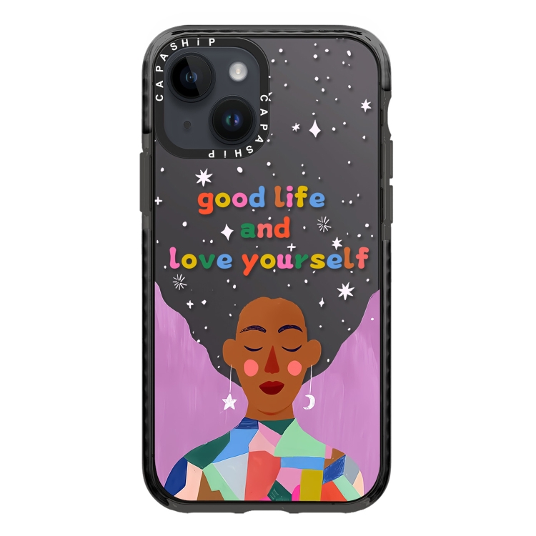 

For iPhone 14 Simple Illustration Pattern Full Coverage Phone Case(Love Yourself B)