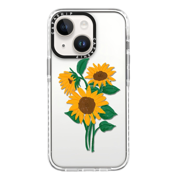 

For iPhone 14 Plus Simple Illustration Pattern Full Coverage Phone Case(Sunflowers A)