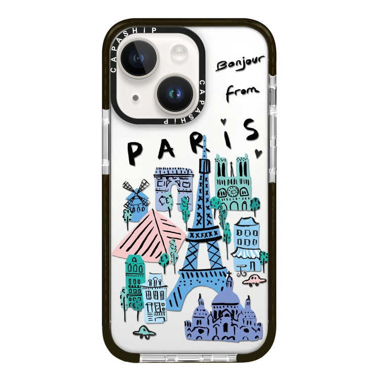 

For iPhone 14 Plus Simple Illustration Pattern Full Coverage Phone Case(City Landmark B)
