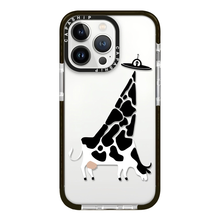 

For iPhone 14 Pro Simple Illustration Pattern Full Coverage Phone Case(Funny Cow A)