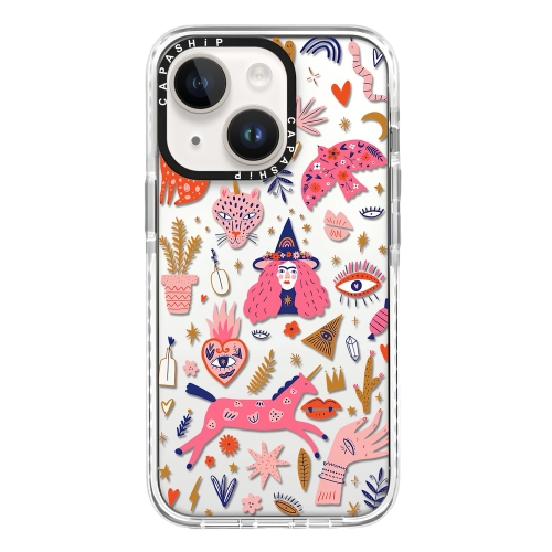 

For iPhone 15 Plus Simple Illustration Pattern Full Coverage Phone Case(Girl Stickers A)