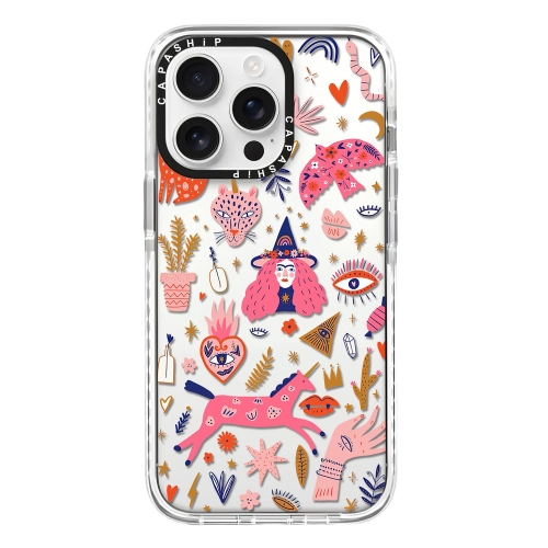 

For iPhone 15 Pro Simple Illustration Pattern Full Coverage Phone Case(Girl Stickers A)