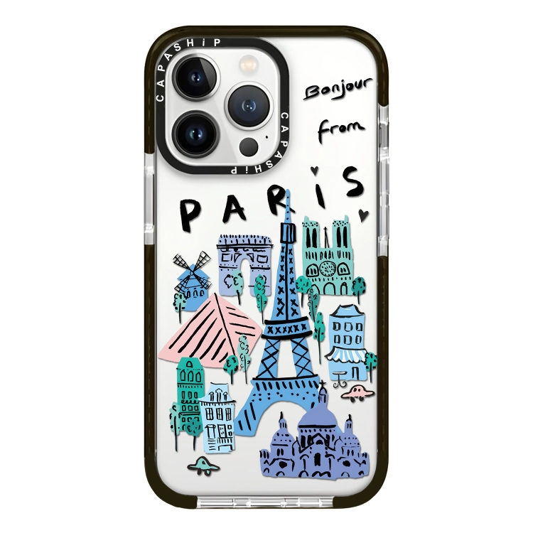

For iPhone 15 Pro Max Simple Illustration Pattern Full Coverage Phone Case(City Landmark B)