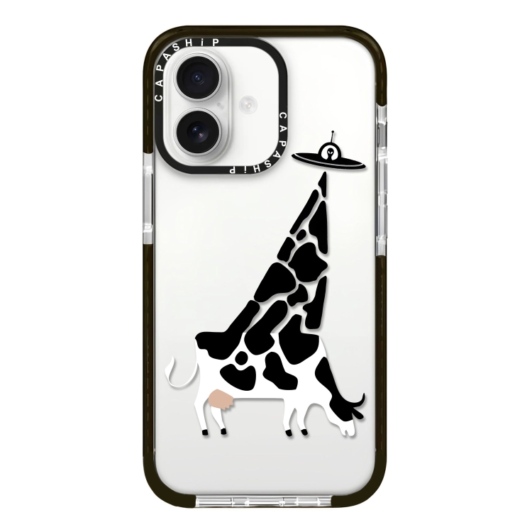 

For iPhone 16 Simple Illustration Pattern Full Coverage Phone Case(Funny Cow A)