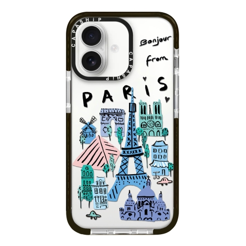 

For iPhone 16 Simple Illustration Pattern Full Coverage Phone Case(City Landmark B)
