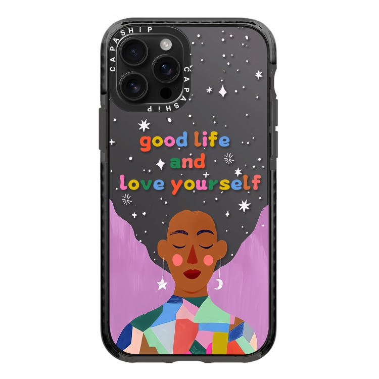 

For iPhone 16 Pro Simple Illustration Pattern Full Coverage Phone Case(Love Yourself B)