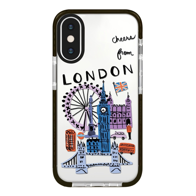 

For iPhone XS Max Simple Illustration Pattern Full Coverage Phone Case(City Landmark C)