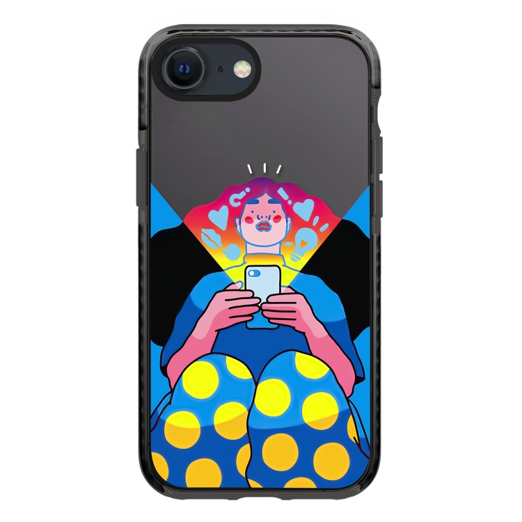 

For iPhone 7 / 8 / SE 2020 2022 Simple Illustration Pattern Full Coverage Phone Case(Personality Girl A)