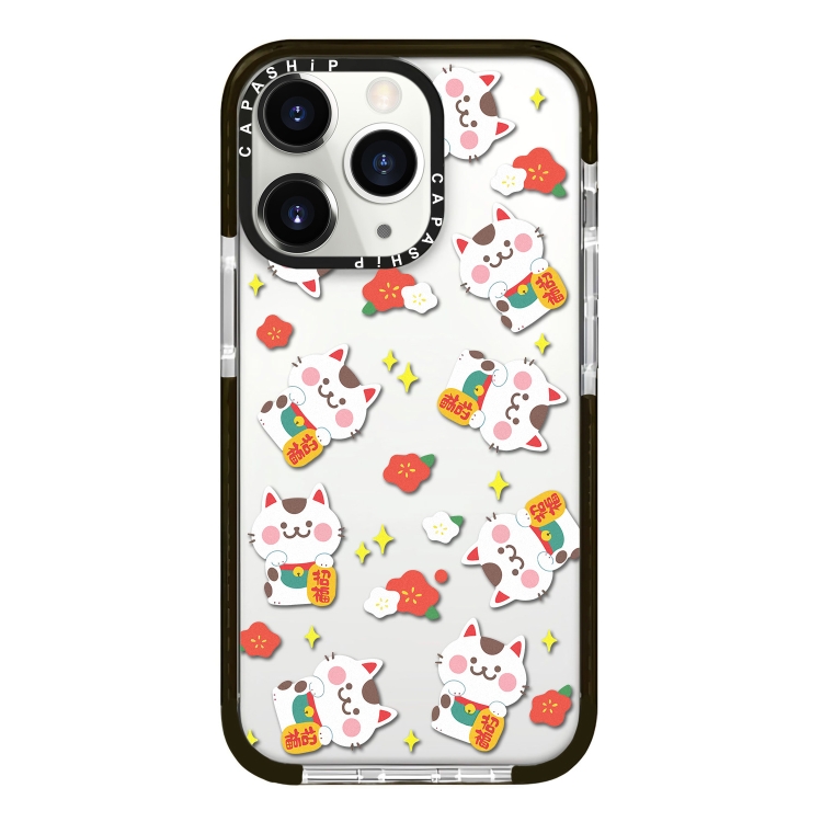 

For iPhone 11 Pro Simple Illustration Pattern Full Coverage Phone Case(Lucky Cat A)