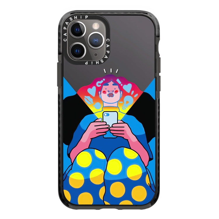 

For iPhone 11 Pro Max Simple Illustration Pattern Full Coverage Phone Case(Personality Girl A)