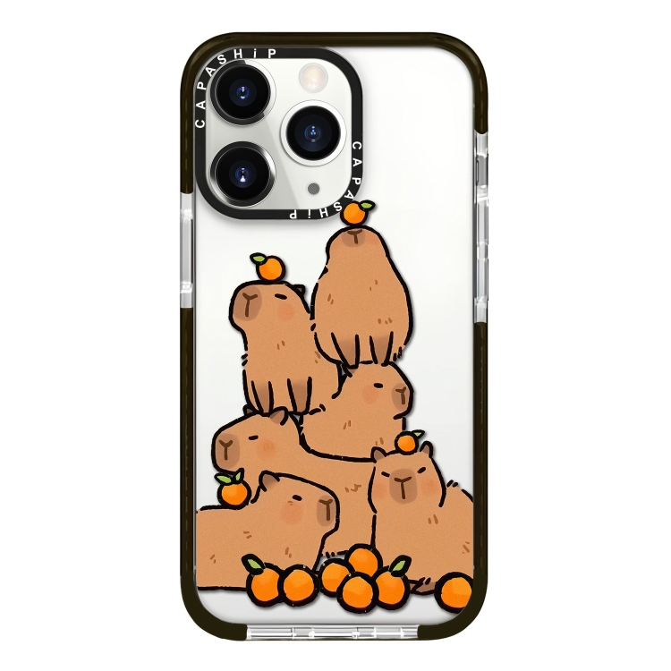 

For iPhone 11 Pro Max Simple Illustration Pattern Full Coverage Phone Case(Capybara A)