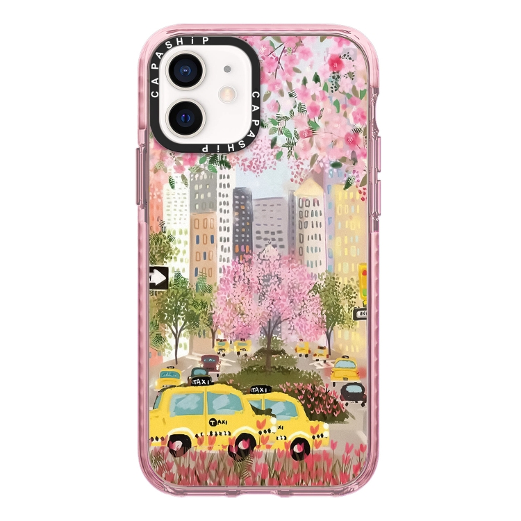 

For iPhone 12 Simple Illustration Pattern Full Coverage Phone Case(Spring Scene C)