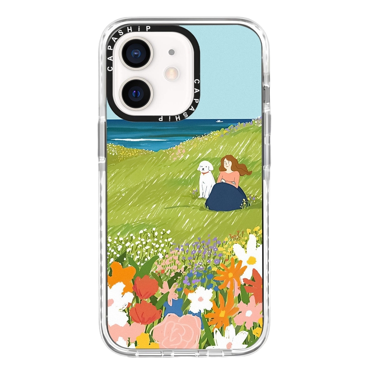 

For iPhone 12 mini Simple Illustration Pattern Full Coverage Phone Case(Spring Scene D)