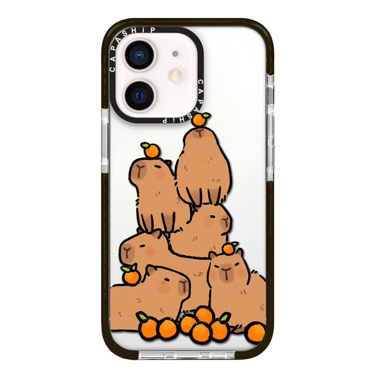

For iPhone 12 mini Simple Illustration Pattern Full Coverage Phone Case(Capybara A)