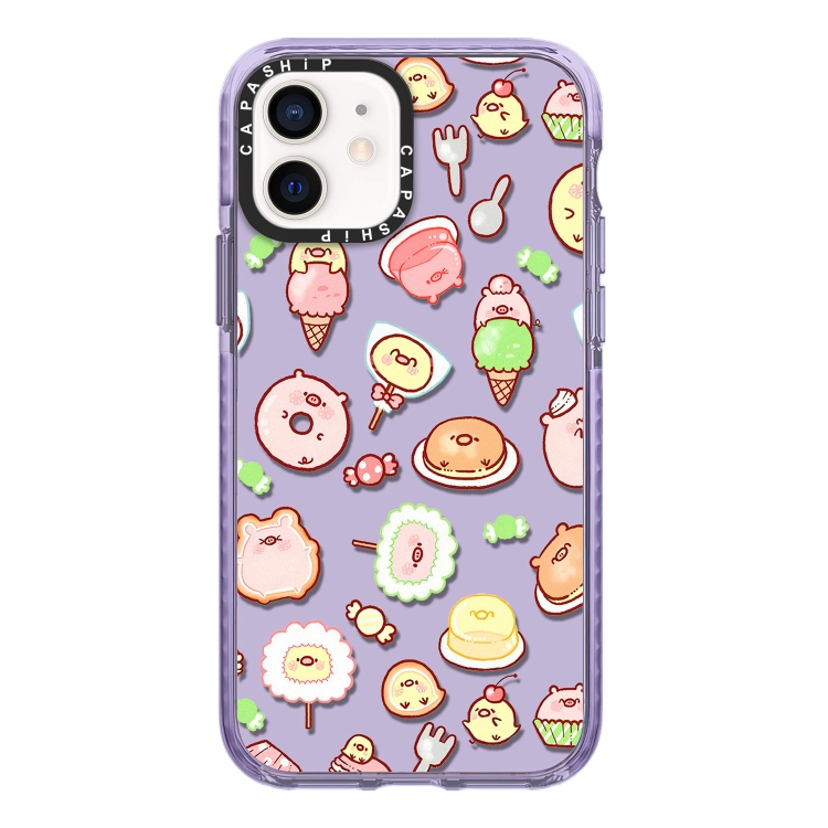 

For iPhone 12 mini Simple Illustration Pattern Full Coverage Phone Case(Ice Cream Piglet)