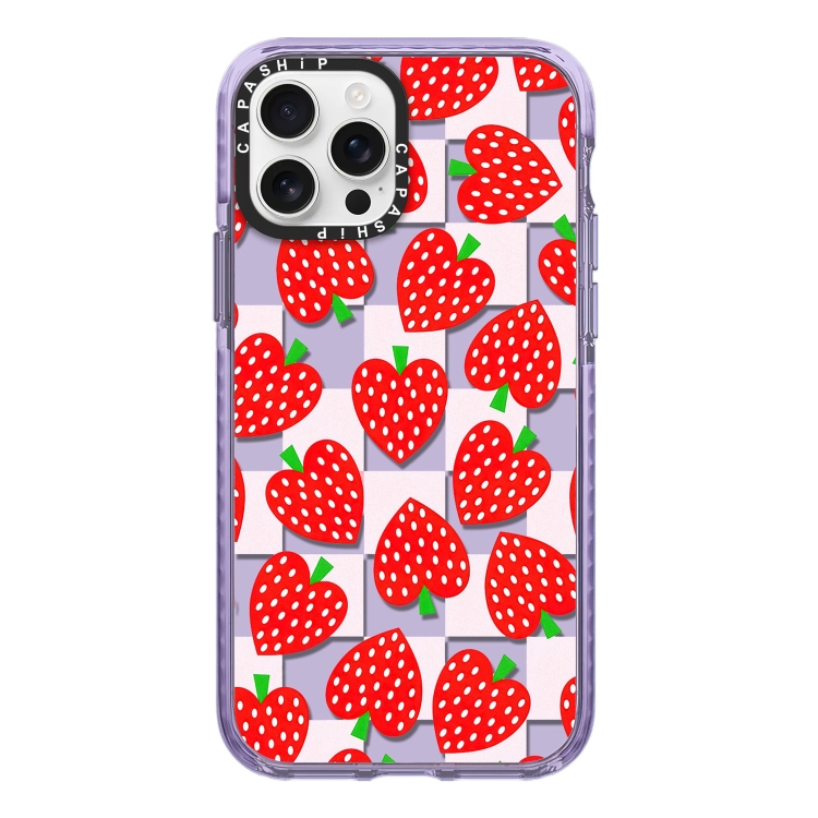 

For iPhone 12 Pro Simple Illustration Pattern Full Coverage Phone Case(Love Strawberry)