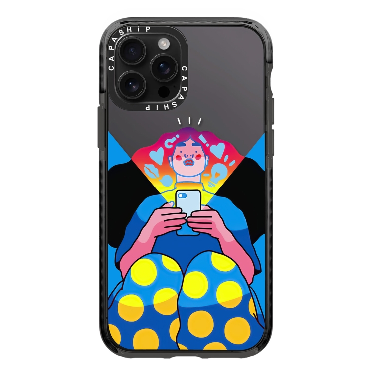 

For iPhone 12 Pro Max Simple Illustration Pattern Full Coverage Phone Case(Personality Girl A)