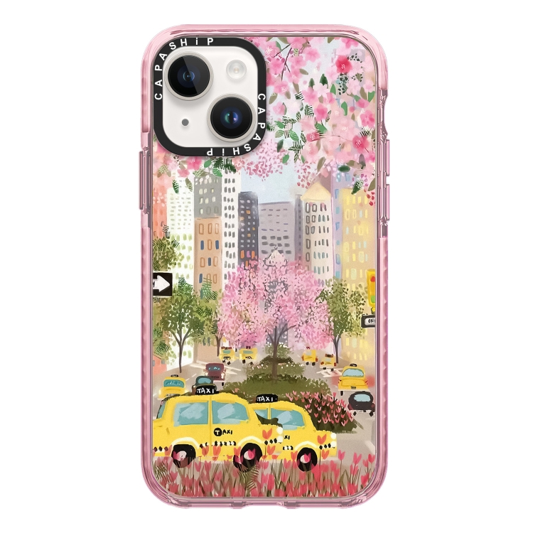 

For iPhone 13 Simple Illustration Pattern Full Coverage Phone Case(Spring Scene C)