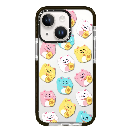 

For iPhone 13 Simple Illustration Pattern Full Coverage Phone Case(Lucky Cat B)