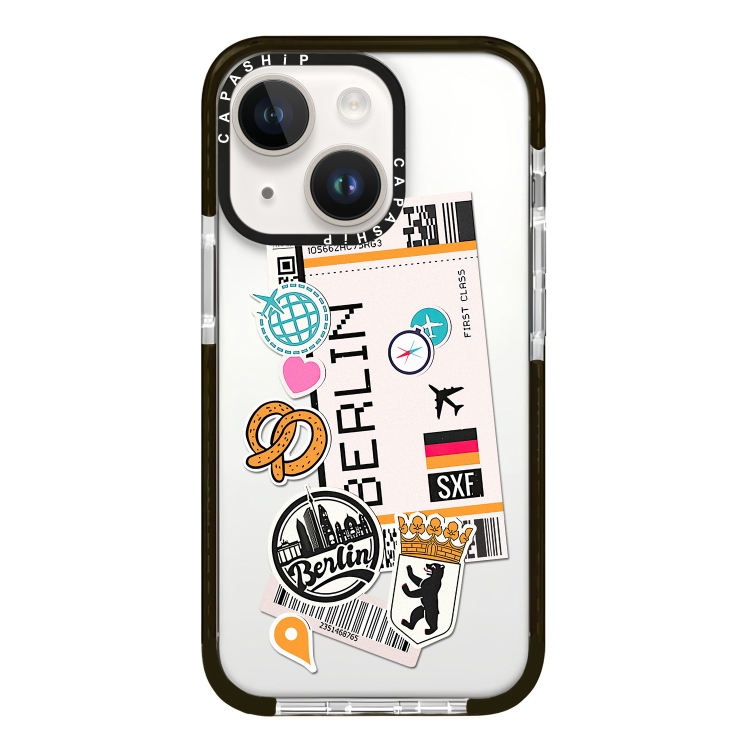 

For iPhone 13 Simple Illustration Pattern Full Coverage Phone Case(Travel Ticket A)