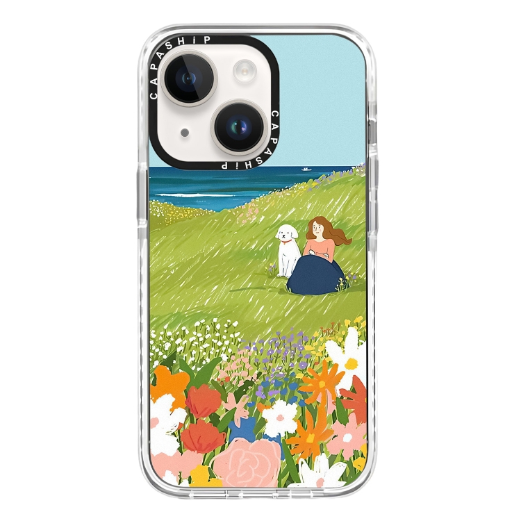 

For iPhone 13 mini Simple Illustration Pattern Full Coverage Phone Case(Spring Scene D)